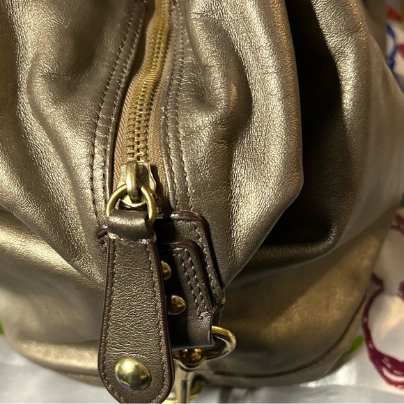 Coach Soft Leather Ashley Convertible Satchel #F15447 Bronze Metallic Bag Large - Picture 7 of 8